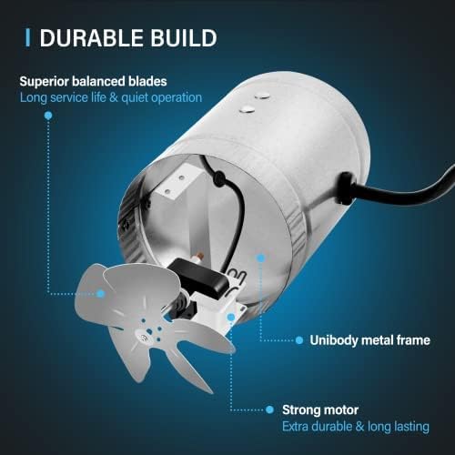 iPower 4 Inch Inline Booster Duct Fan 100 CFM HVAC Exhaust Ventilation Blower - Image 6