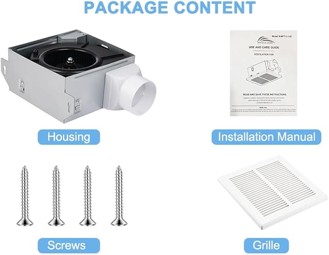 Bathroom Exhaust Fan, 50 CFM, 1.0 Sone DC Motor, Quiet Bathroom Fan - Image 6