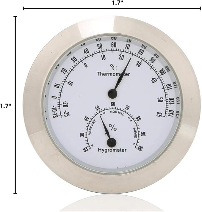Tbest Guitar Analog Hygrometer, Round Alloy Digital Thermometer Hygrometer - Image 10