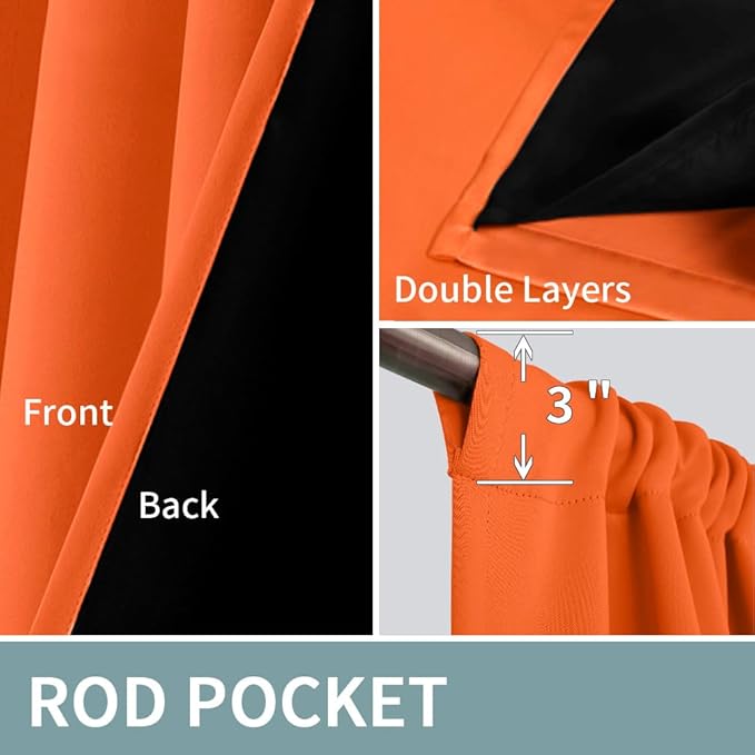 BGment Burnt Orange 100% Blackout Curtains - Image 9