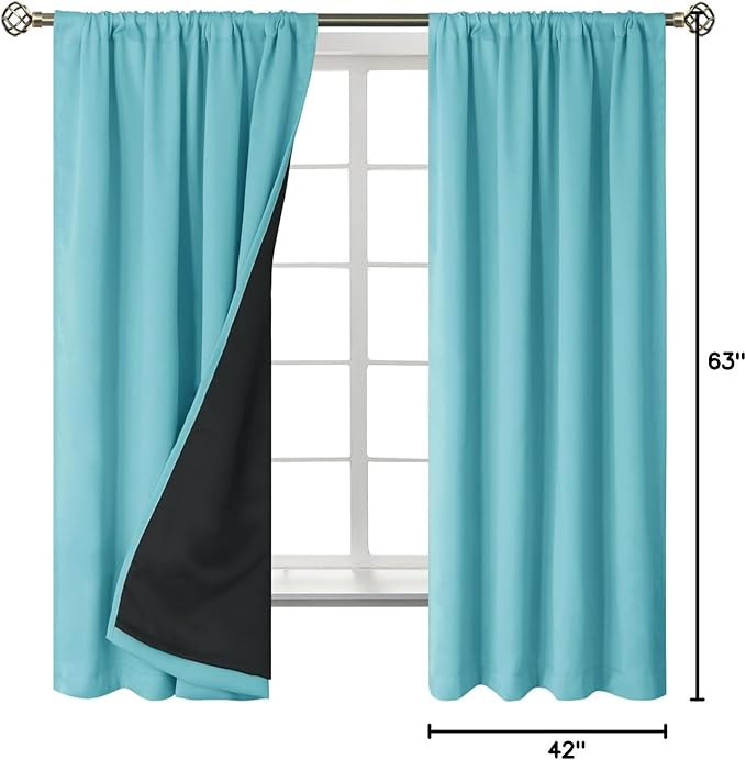 BGment 100% Blackout Curtains for Bedroom 63 Inch Length, Full Room Darkening - Image 10