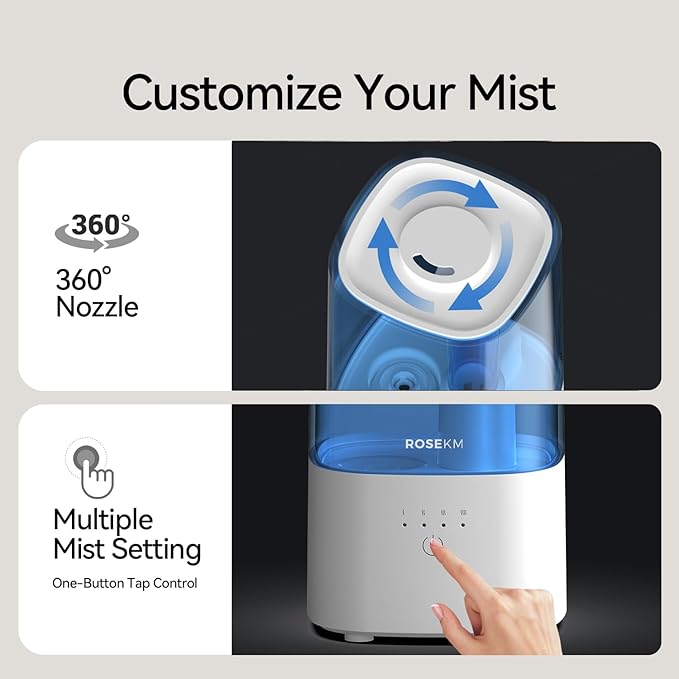 Cool Mist Humidifiers for Bedroom, 2.0L Small Humidifier for Baby and Plant - Image 6