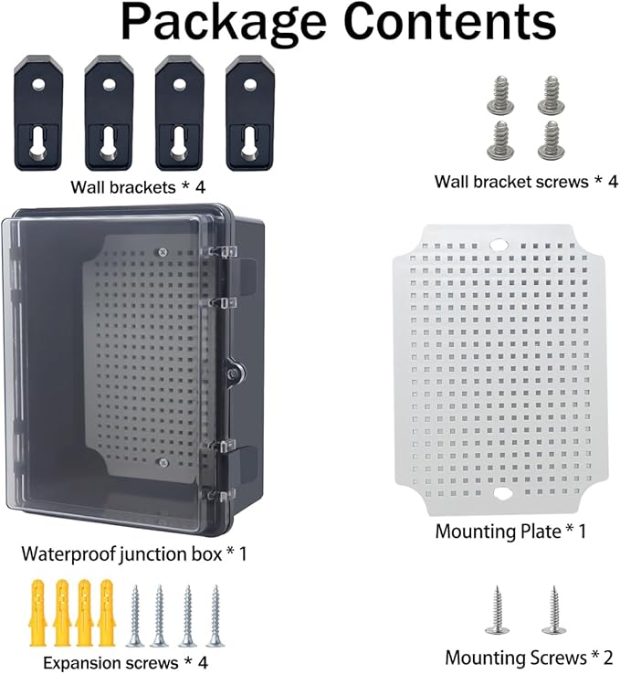 Junction Box, Hinged Black Clear Cover IP67 Waterproof ABS Project Box - Image 7