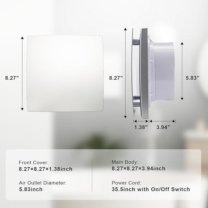 GROWNEER 6” Duct 8" Panel Window Exhaust Fan, 110 CFM Quiet Small Celling Wall - Image 7