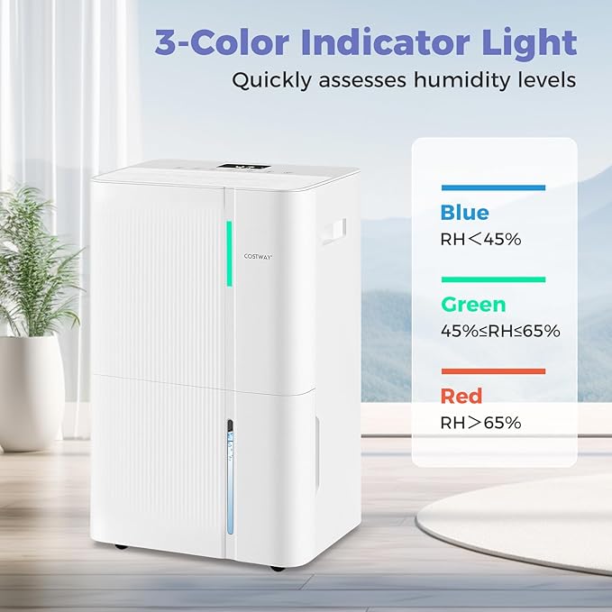 COSTWAY 74 Pints Dehumidifier for Basement, 6000 Sq.Ft Dehumidifier - Image 9