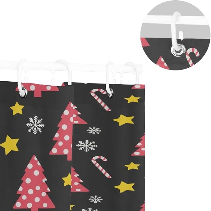 Christmas Gnome Tree Red Shower Curtain Liner 72×72 inch - Image 5