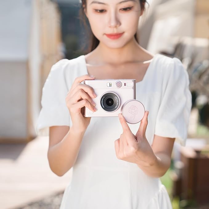Pink Lens Cap for Fujifilm Insta Mini EVO, Retro Leather Aluminum Anti-Dust - Image 9