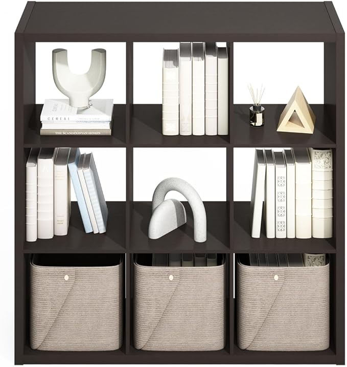 Furinno Simple Cube Storage Organizer, 9-Cube Display Shelf, Open Back Shelving - Image 6