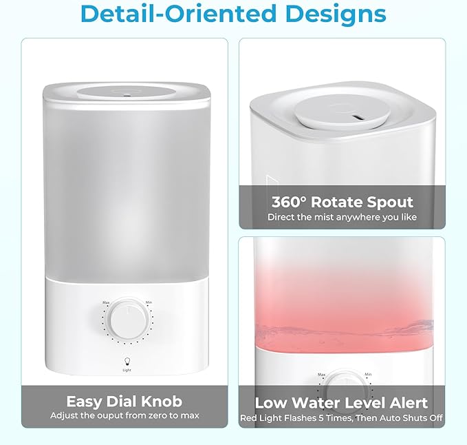 Top-Fill Cool Mist Bedroom Humidifier - Image 7