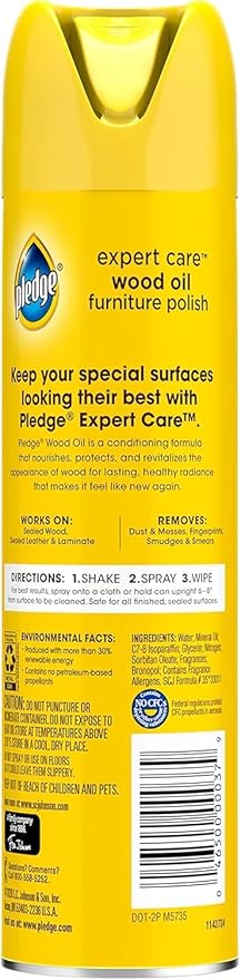 Pledge Moisturizing Wood Oil, Furniture Reviving Spray, Amber & Argan Scent - Image 9