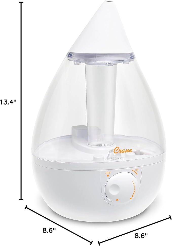 Crane White Teardrop Ultrasonic Cool Mist Humidifier, 1 Gallon Auto Shut-Off - Image 9
