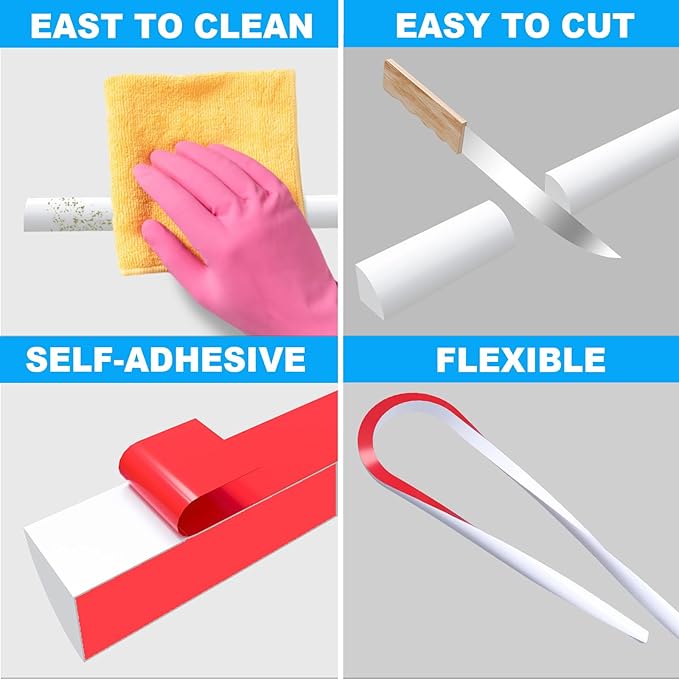 Duzzy 158 Inch Flexible Quarter Round Molding, Silicone Rubber Peel and Stick - Image 6