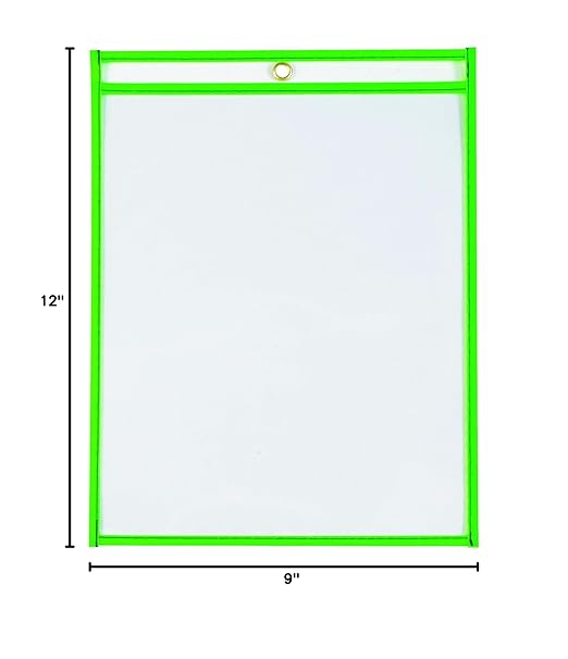 Box USA Neon Stitched Job Ticket Holders, Top Loading, 9 x 12", Reusable Vinyl - Image 2