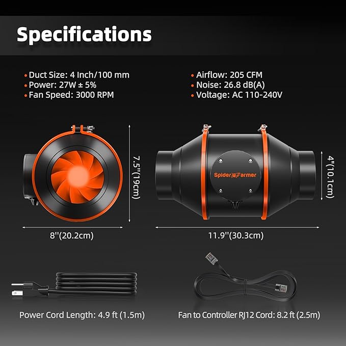 Spider Farmer 4 Inch Smart Inline Duct Fan - Image 9