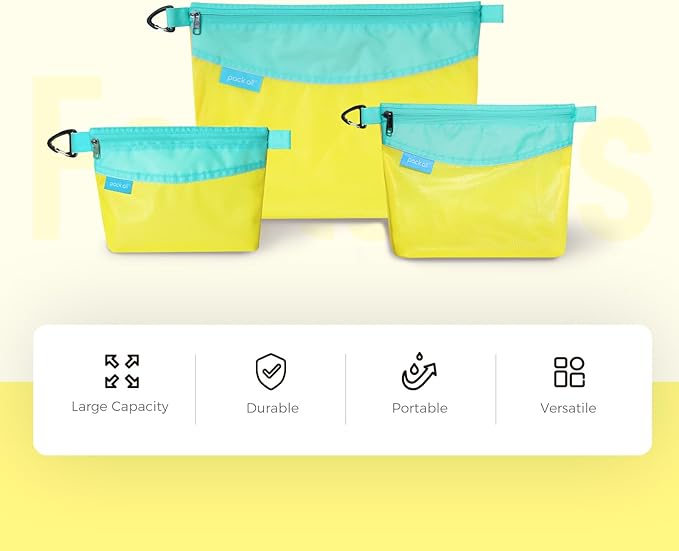 pack all 3 Pcs Water-Resistant Material Zipper Pouch Set, Mesh Zipper Bags - Image 9