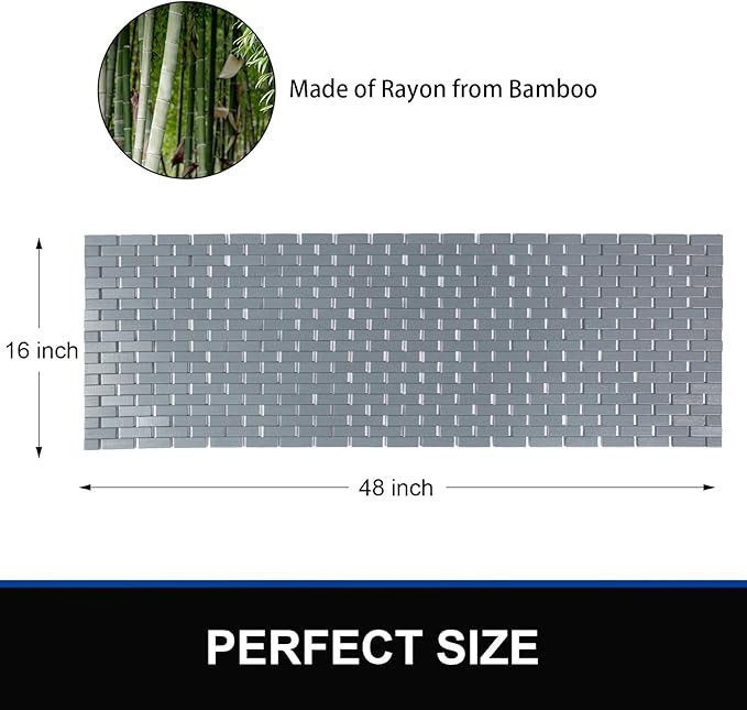 Bambo Bath Mat Bathroom Runner Long Large Rugs Floor Wood Shower Bathtub - Image 7