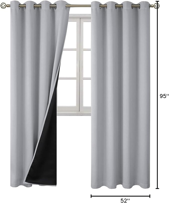 BGment Light Grey Blackout Curtains 95 Inches Long 2 Panels Set - Image 9