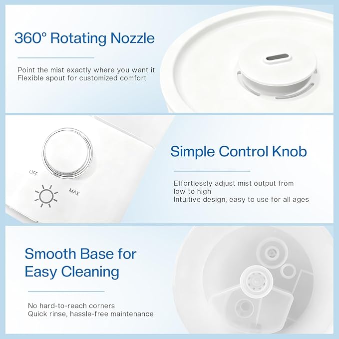 Cool Mist Humidifier for Bedroom, 3L Top Fill Ultrasonic Air Humidifier - Image 7