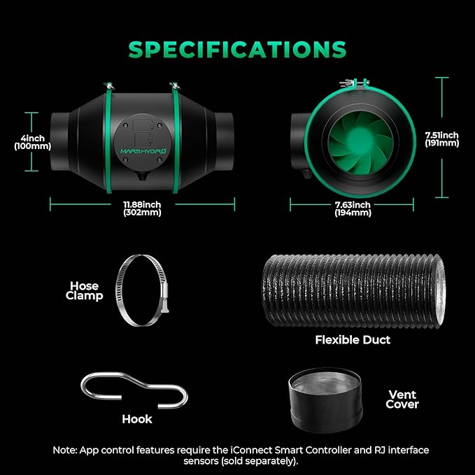 MARS HYDRO iFresh 4 Inch Smart Inline Fan Combo, - Image 9