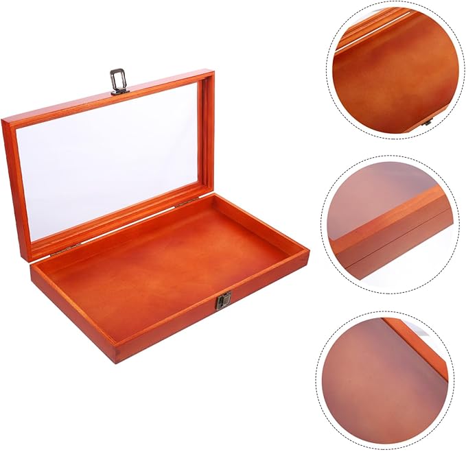 DOITOOL Vintage Style Rectangular Wooden Box Pin Display Case - Image 9