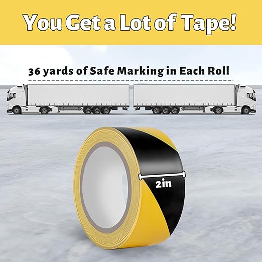 Hazard Tape 2 Inch x 108 Feet Black & Yellow Ultra-Adhesive Hazard Warning - Image 6