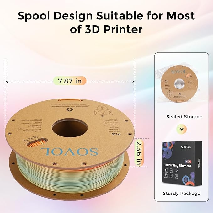 Sovol 3D Printer Silk Shiny Gradient Multicolored Fast Change Rainbow PLA 1kg - Image 7