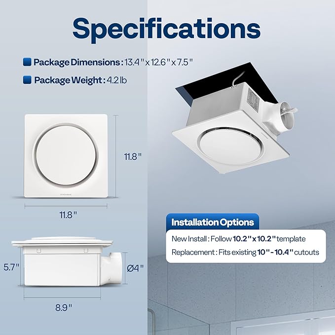 VIVOHOME AutoFlow Bathroom Exhaust Fan - Image 9