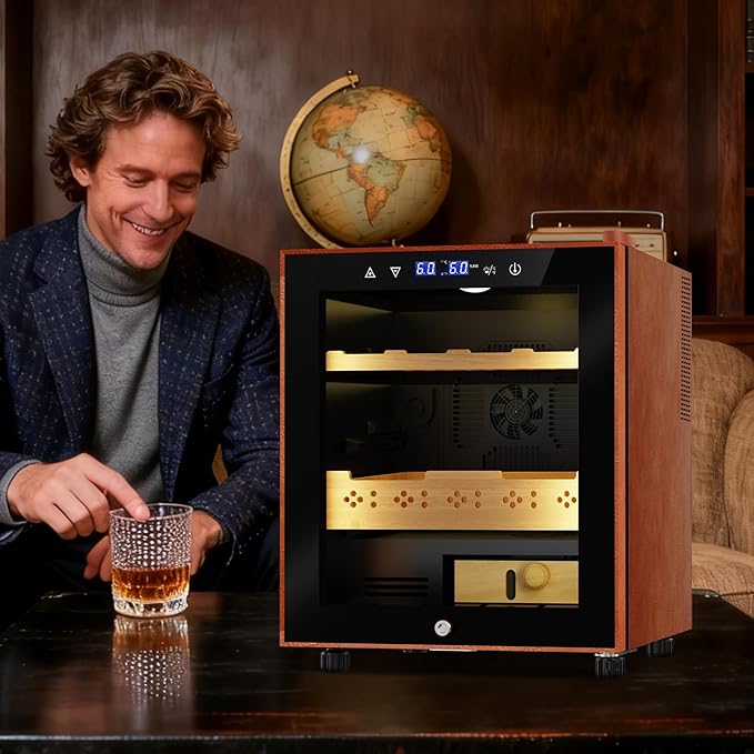 Electric Humidor with Leather-50L Cooling & Heating Humidor, Smart Touch - Image 8