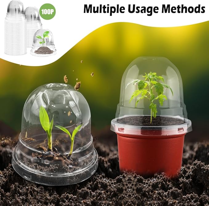 Humidity Domes for 4 Inch Pots, 100 Pack Transparent Plant Dome Covers - Image 7