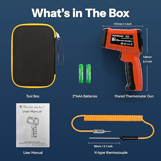 -58°F to 2732°F Infrared Thermometer Temperature Gun, 50:1 Laser Thermometer Gun - Image 7