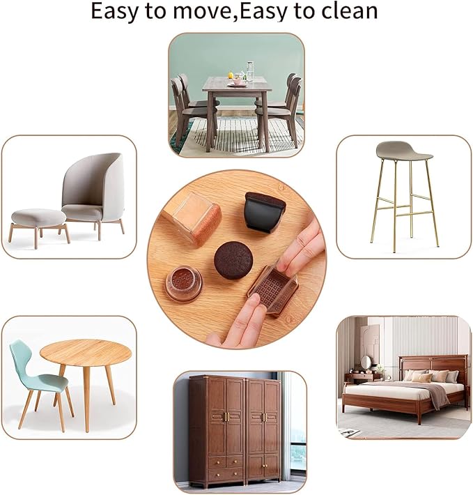 16PCS Silicone Chair Leg Caps, Square Felt Chair Pads, Barstool Desk Furniture - Image 8