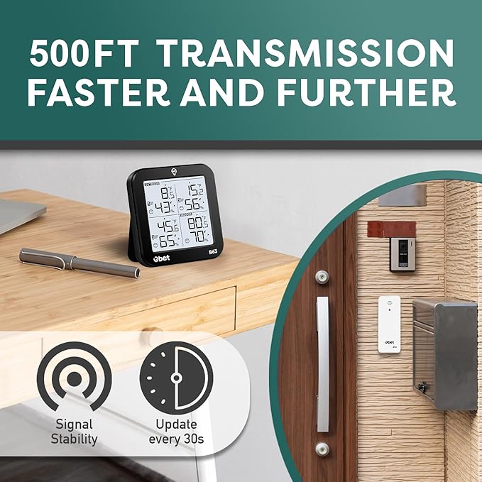 OBET Indoor Outdoor Thermometer Wireless Weather Station - Image 7