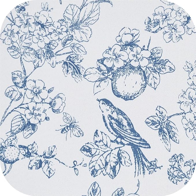jinchan 95% Blackout Floral Curtains 84 Inches Long, Printed Flower Blue - Image 8