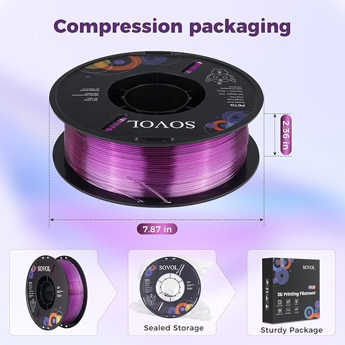 Sovol 3D Printer PETG Filament 1.75mm, Gradient Multicolors Filaments Material - Image 8