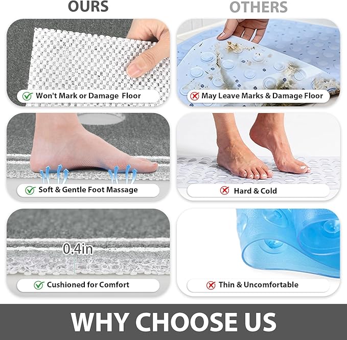 Square Shower Mat Non Slip: 32x32 Inch Extra Large Shower Mats - Image 7