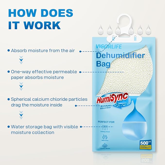 Moisture Absorbers, Hanging Closet Dehumidifier Bags 9.8 OZ, Portable - Image 7