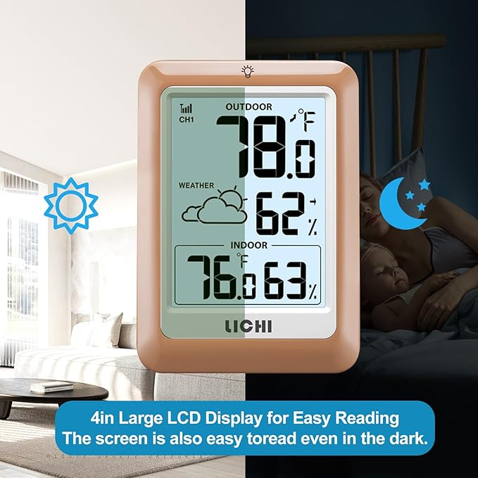 Indoor Outdoor Thermometer Wireless Weather Station, Internal External - Image 7