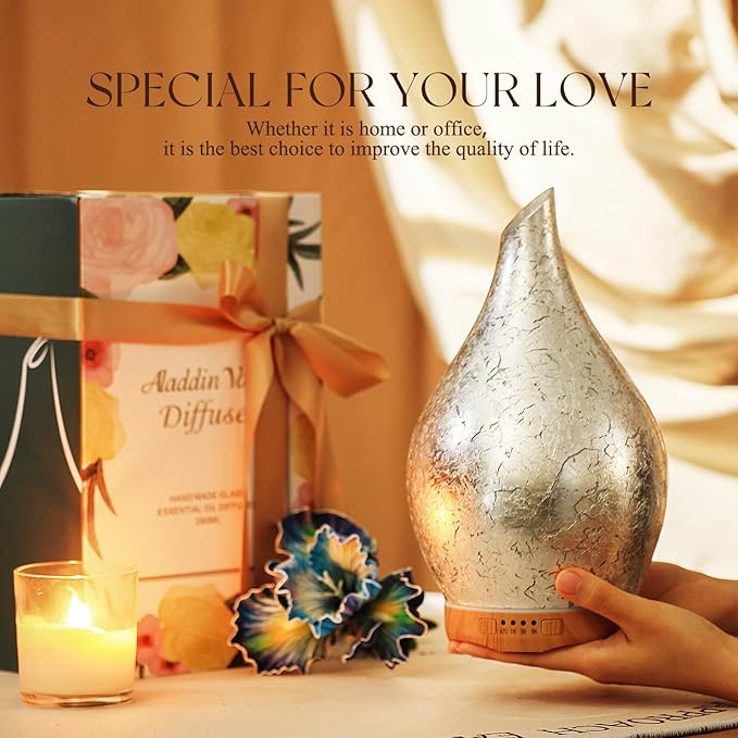Porseme 280ml Essential Oil Diffuser, 3D Glass Aromatherapy Diffusor, - Image 7