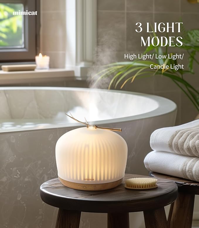 mimicat Quiet Aromatherapy Diffuser Glass: 230ML Ultrasonic Cool Mist Scent - Image 9