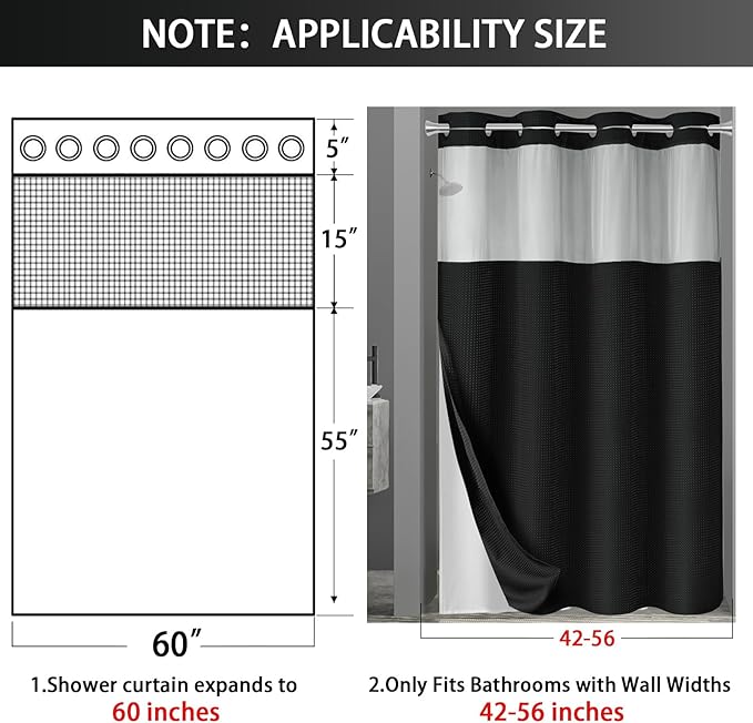 No Hook Shower Curtain and Liner Set - Image 6