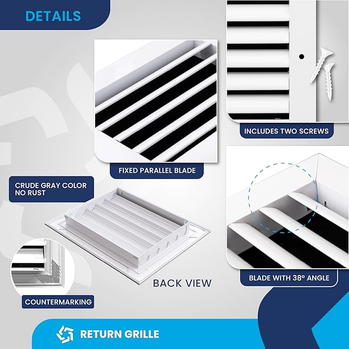 8x6 Inch Air Return Vent Cover Decorative – Premium Aluminum AC Vent Cover - Image 9