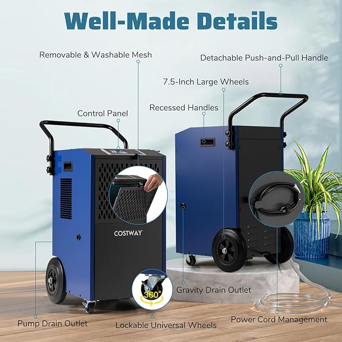 COSTWAY 154 Pints Commercial Dehumidifier - Image 9