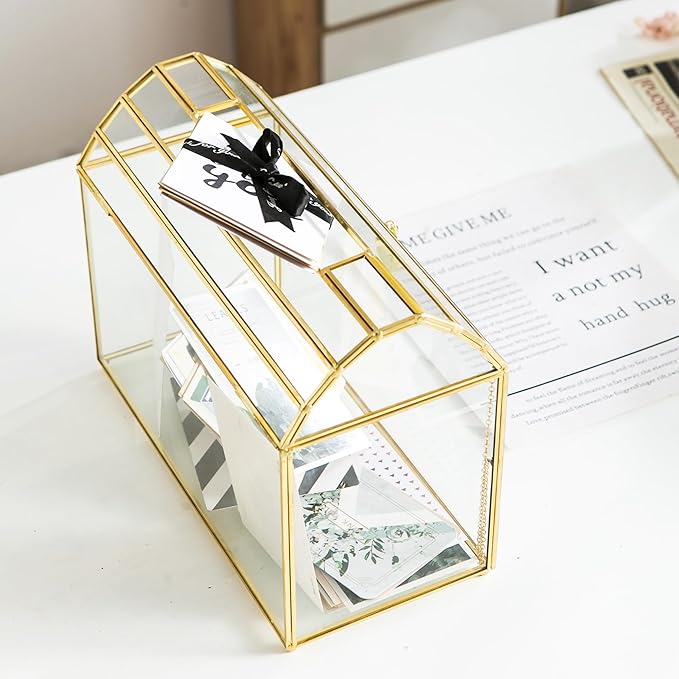 Wedding Card Box with Slot, 12.2'' Large Glass Card Boxes - Image 7