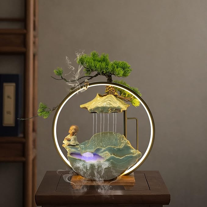 16In Bonsai Tree Statue Water Fountains Indoor Tabletop Waterfall Humidifier - Image 9