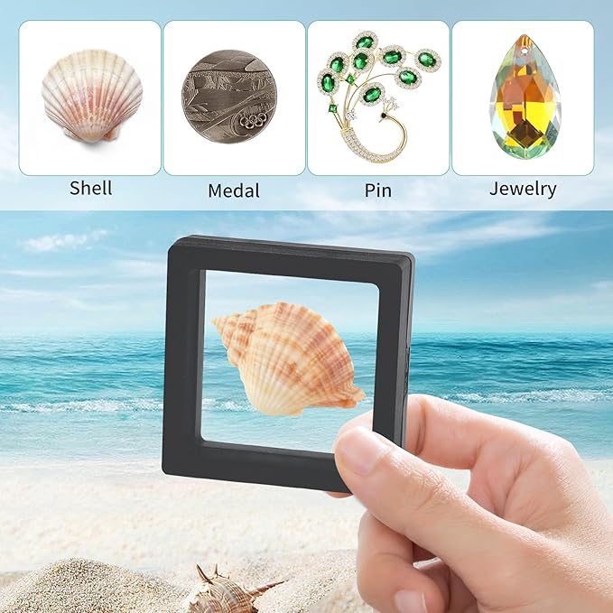 20 Pcs Black Seashell Holder, 3D Floating Display Box 2.7 x 2.7 Inches - Image 6