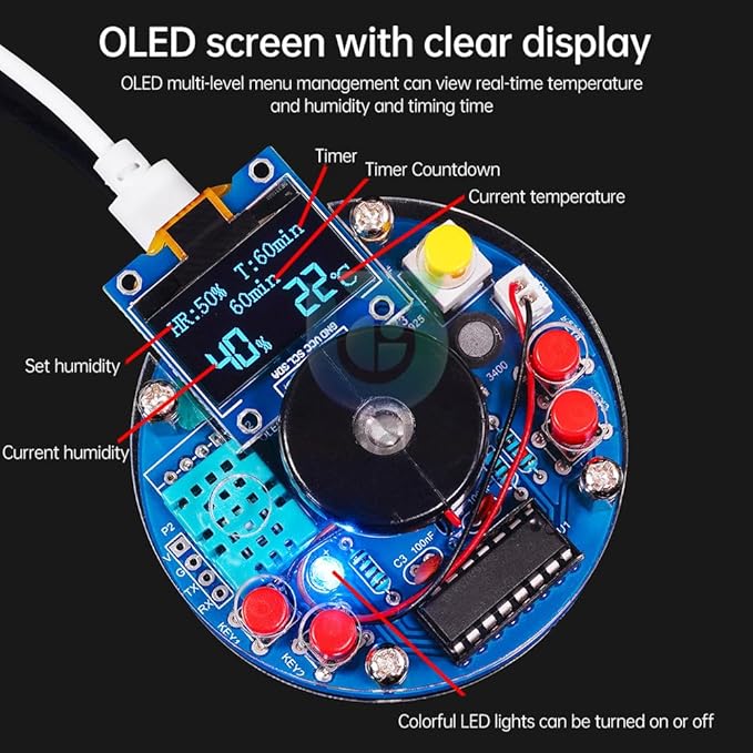 STEM Electronic DIY Kit Humidifier Soldering Project Kit, Temperature OLED - Image 9