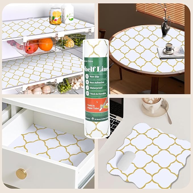 Shelf Liners for Kitchen Cabinets 23in x 30FT Non Adhesive Drawer Liner Gold - Image 9