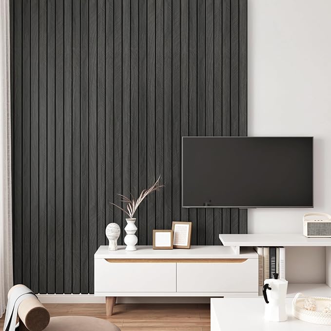 Grey/Black 3D Wood Panels for Wall Decor 200"x12" Peel and Stick Faux Wood Wall - Image 8