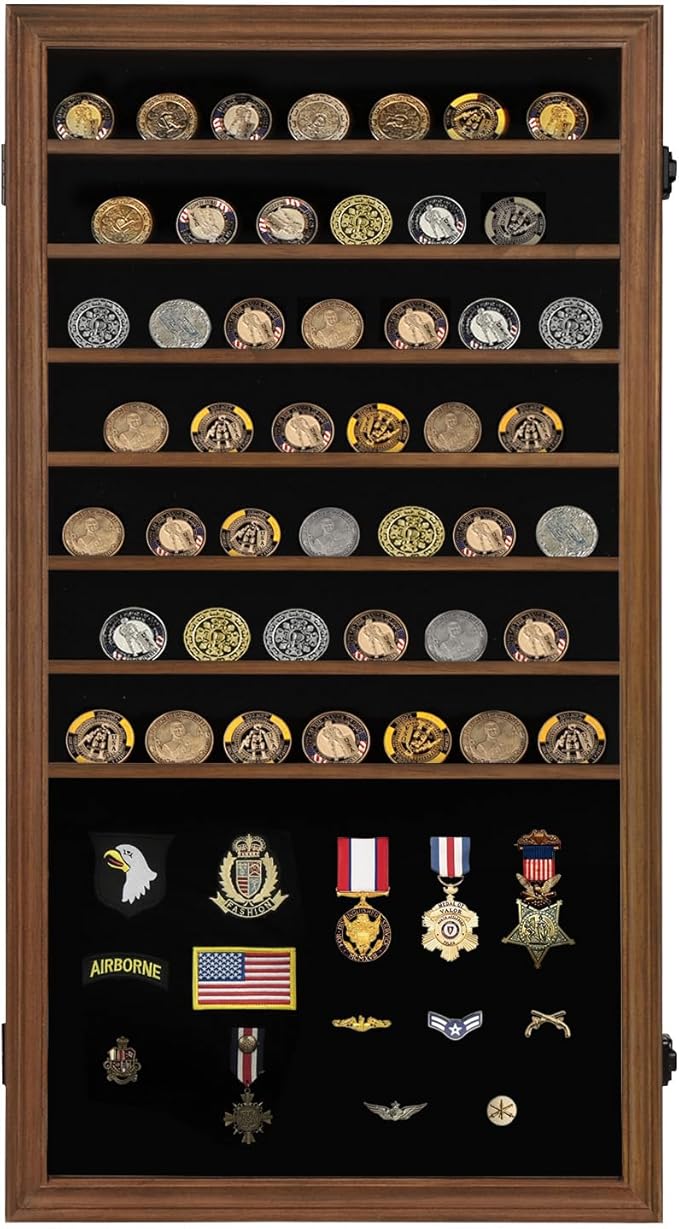 Jinchuan Military Challenge Coin Display Case Lockable Cabinet Rack Shadow Box - Image 8