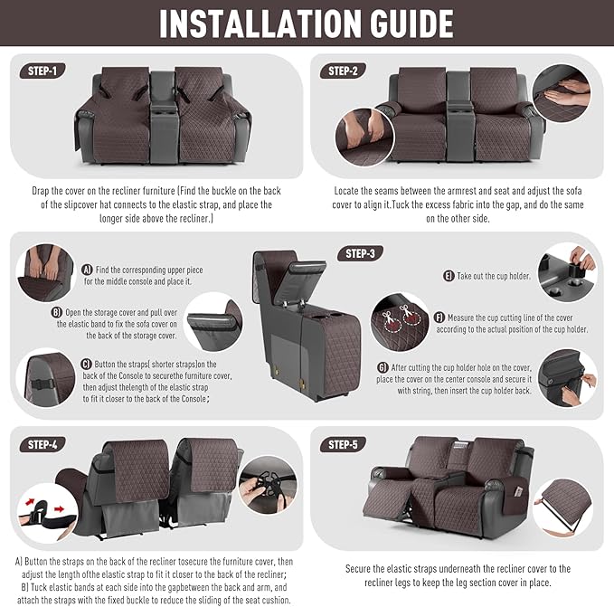 TAOCOCO 100% Waterproof Loveseat Recliner Cover - Image 7